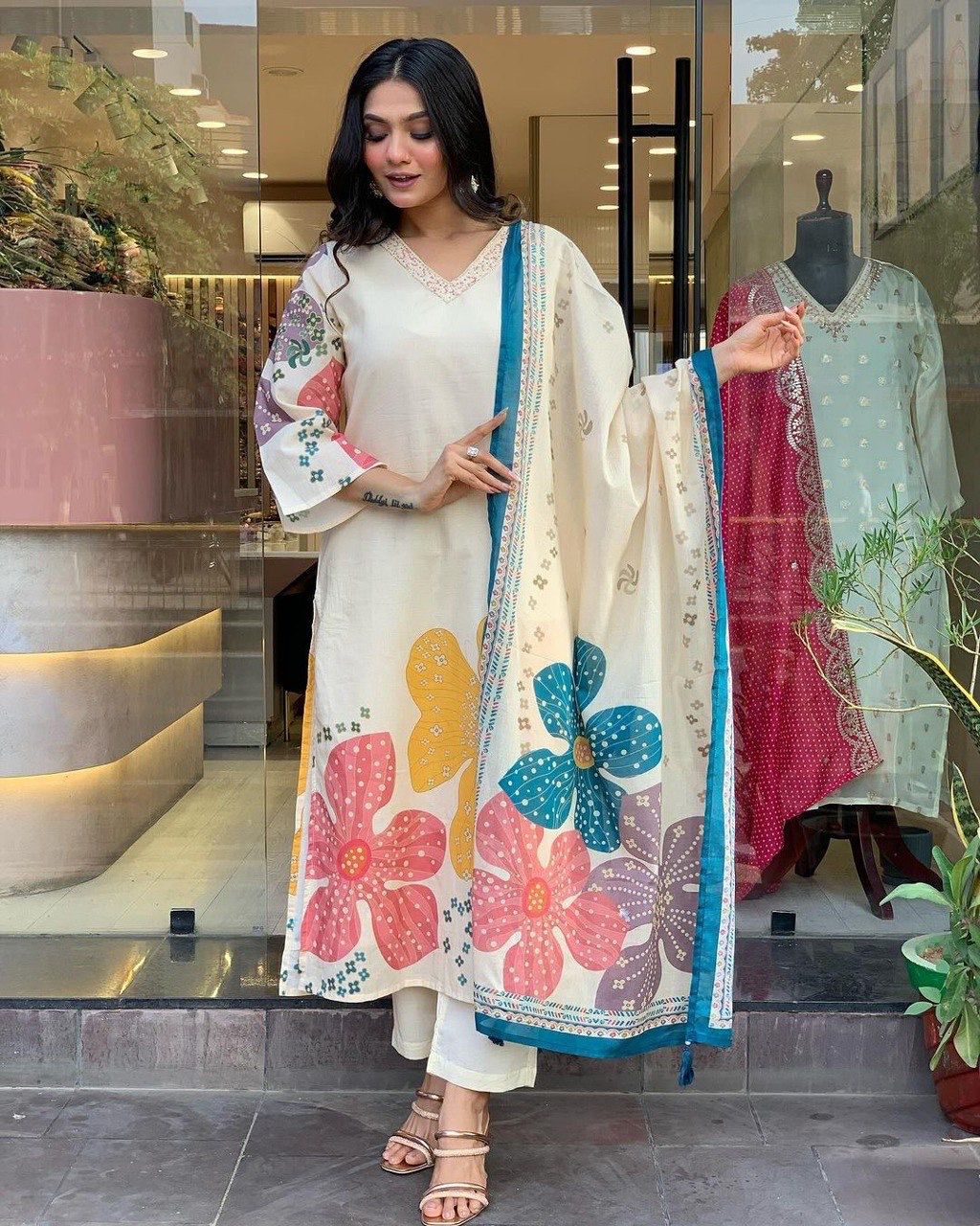 DC G56 Plus Size Muslin Digital Printed  Kurti With Bottom Dupatta Wholesale Price In Surat
